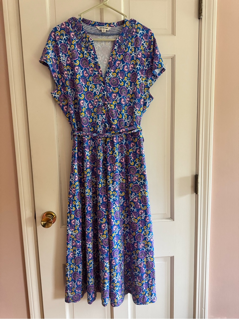 Boden Blue & Purple Floral Midi Dress